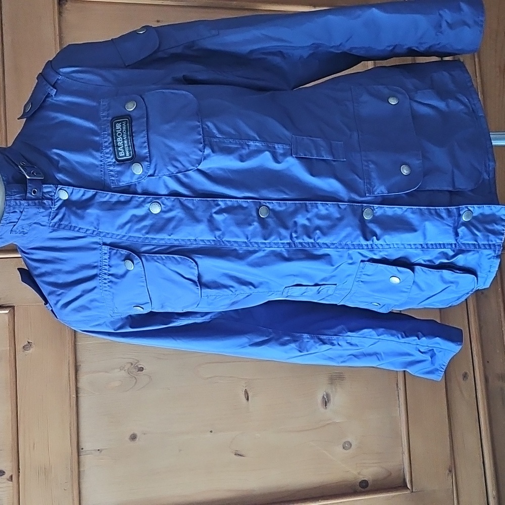 Barbour International Jacket Corduroy Collar Navy Blue Size US 8 MISSING BELT
